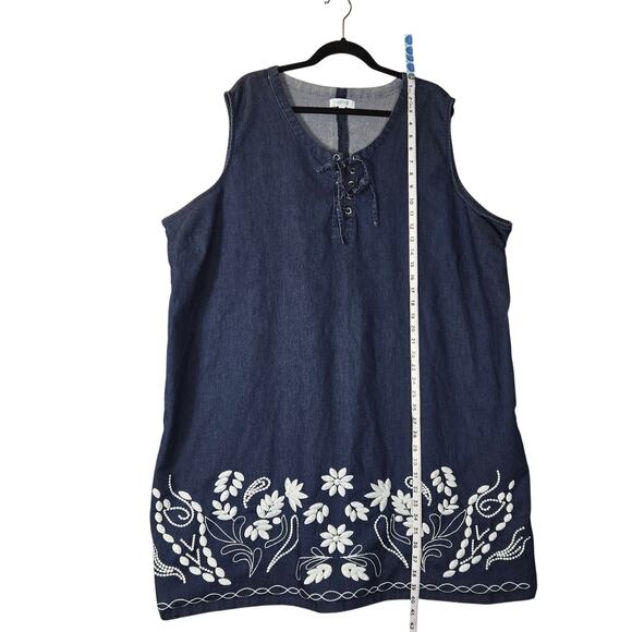 mySTYLE Womens 3X Sleeveless Denim Shift Dress Knee Length Beach Vacation Casual - Picture 5 of 10